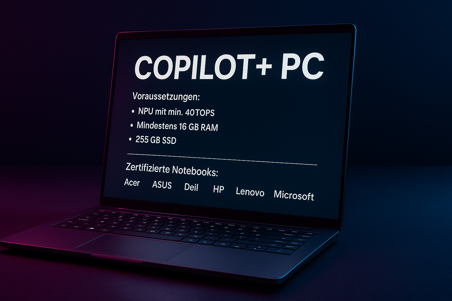 KI zertifizierte Notebook für Microsoft Copilot+