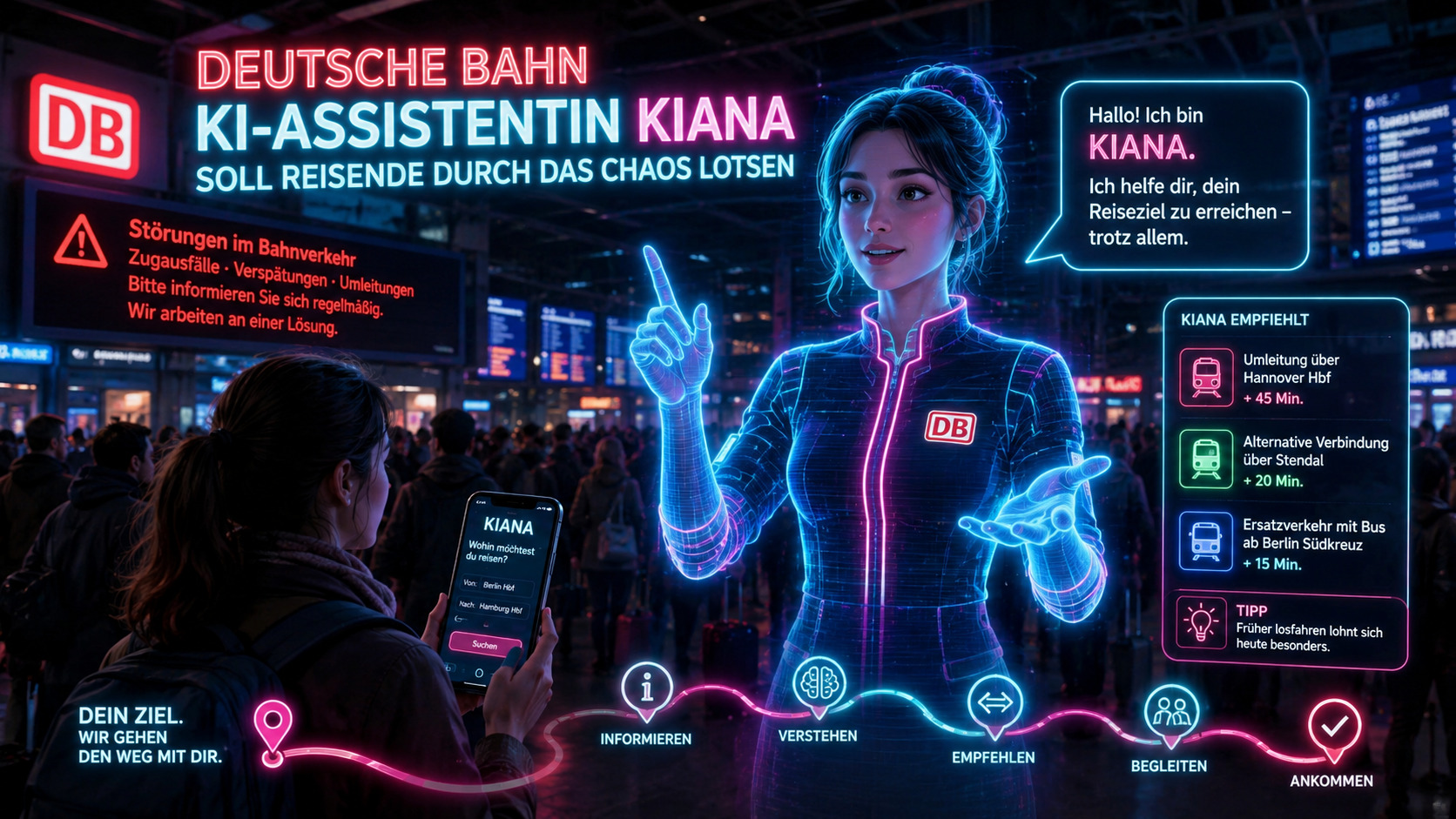 Deutsche Bahn: KI-Assistentin Kiana soll Reisende durch das Chaos lotsen